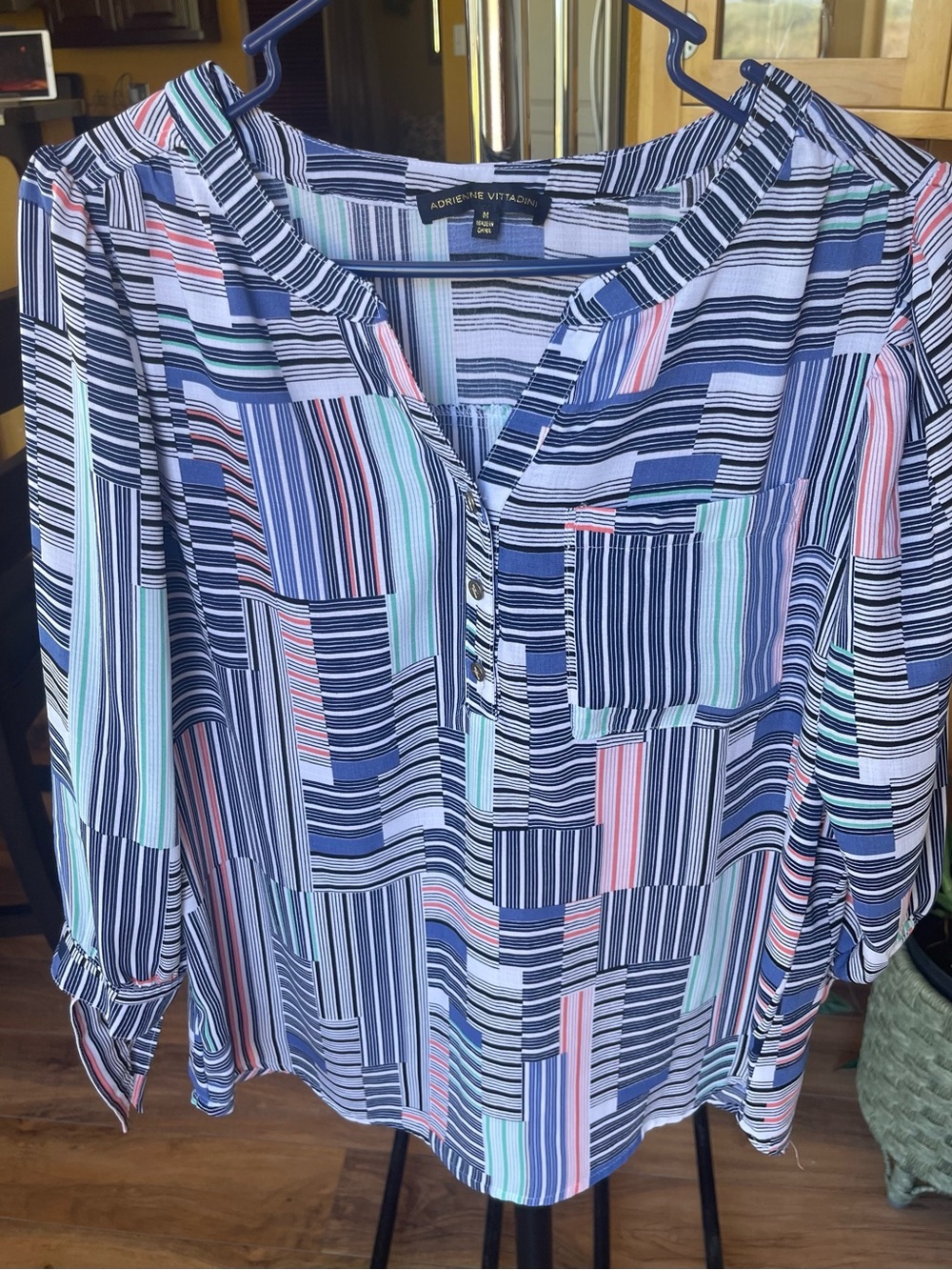 Women’s Multi-Striped Pullover Blouse - Size M
